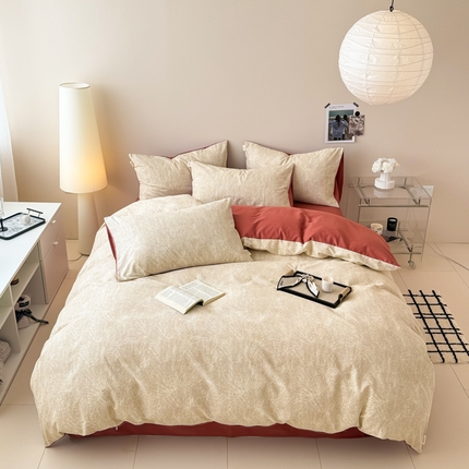 91家纺网 家纺一手货源 找家纺 （总）女子家纺 2025新款中式斜纹全棉磨毛40支印花四件套