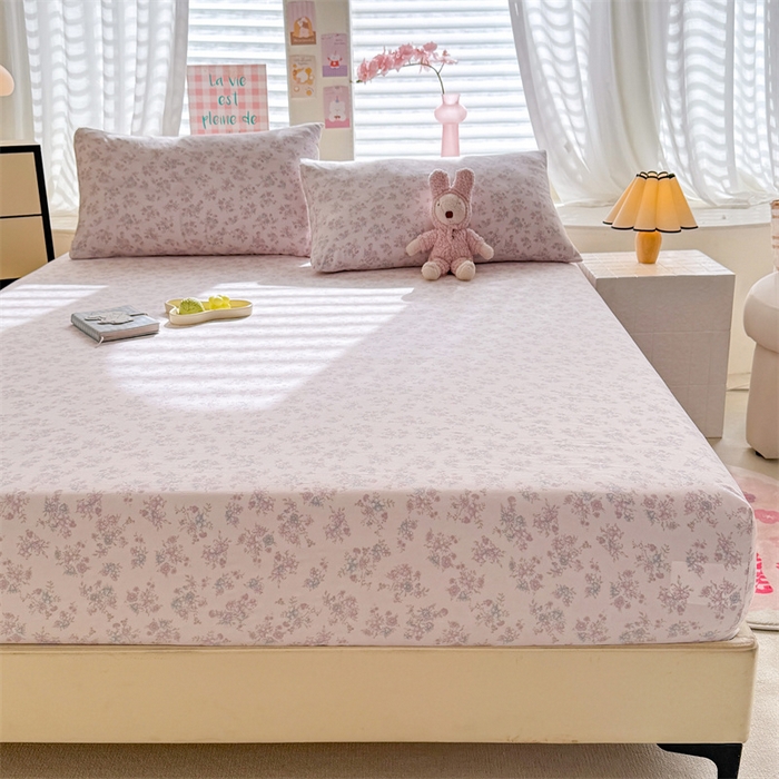 91家纺网 家纺一手货源 找家纺 多品家纺 2025新款超柔水洗云朵棉单品床笠 苍兰