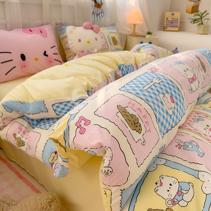 宏源家纺 2025新款A类水洗云朵棉单被套 芝士呆猫