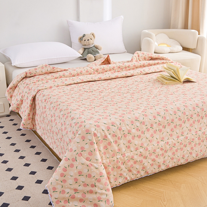 91家纺网 家纺一手货源 找家纺 首爱小清新印花里外全棉夏被纱布夏被纯棉夏被棉花被夏凉被空调被子儿童夏被 红蜜