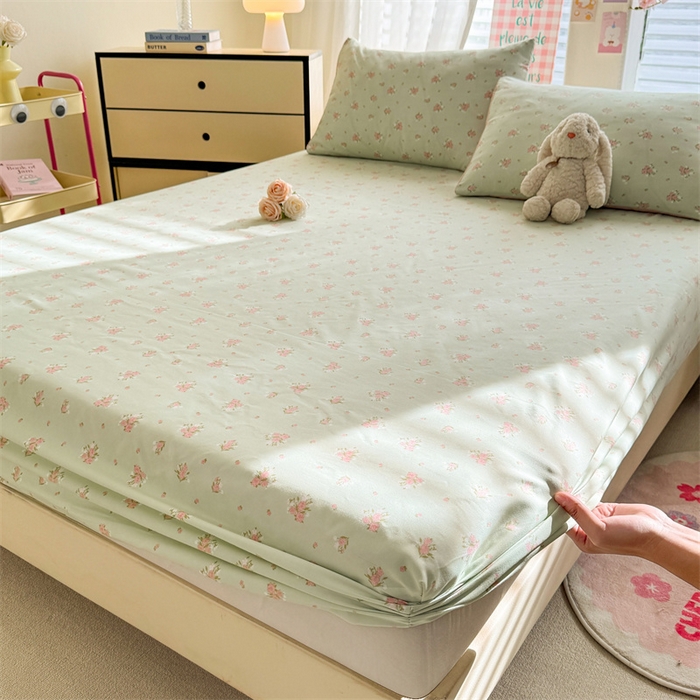 91家纺网 家纺一手货源 找家纺 多品家纺 2025新款超柔水洗云朵棉单品床笠 半夏