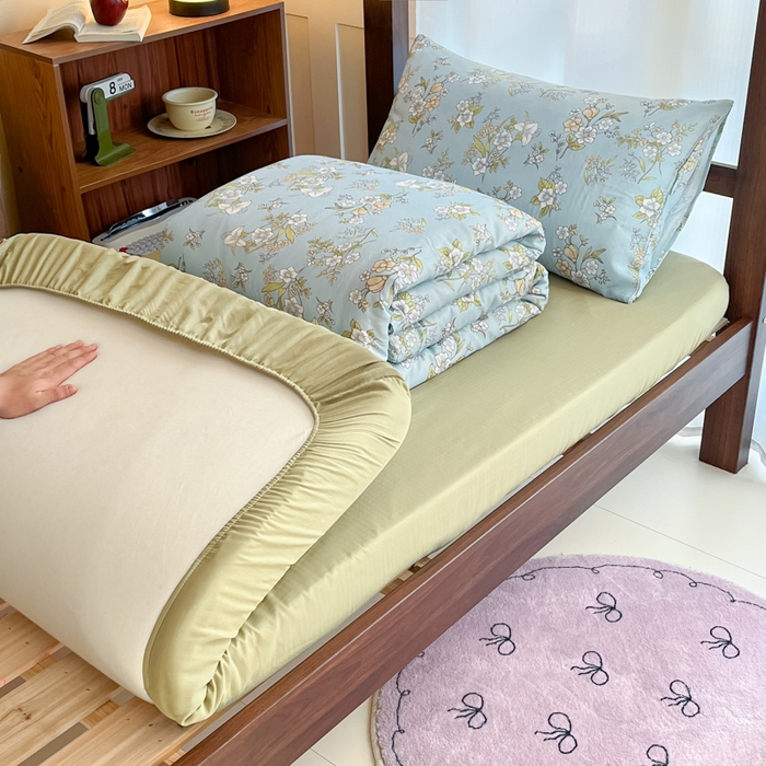 91家纺网 家纺一手货源 找家纺 寻米 2025新款A类全棉双层纱学生三件套 澜月