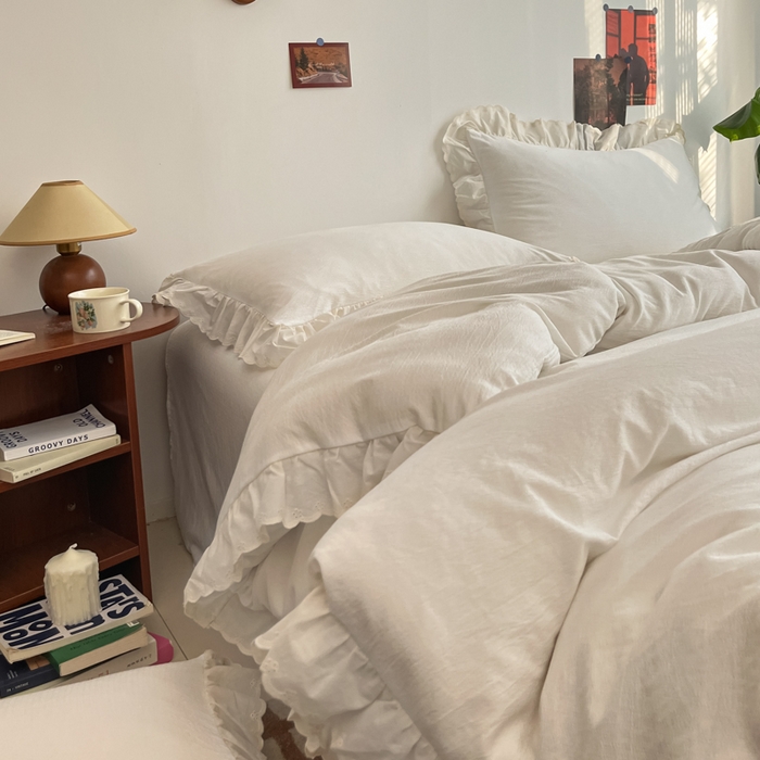 91家纺网 家纺一手货源 找家纺 慕澄家纺 2025新款中古风法式蕾丝复古四件套 奶茶