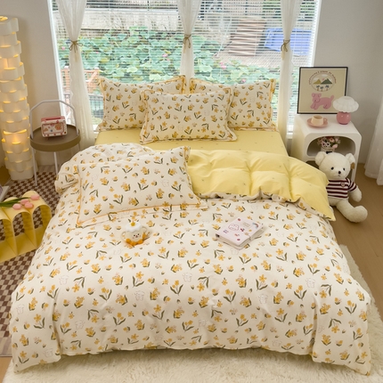91家纺网 家纺一手货源 找家纺 （总）优质买家秀热卖不断货A类母婴级卡通花卉儿童纯棉全棉床单纯棉全棉床笠全棉纯棉床单全棉13372四件套