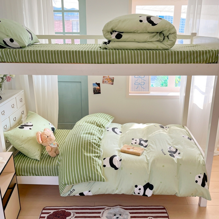 91家纺网 家纺一手货源 找家纺 寻米 2025新款13070全棉水洗棉学生三件套 小猫球球