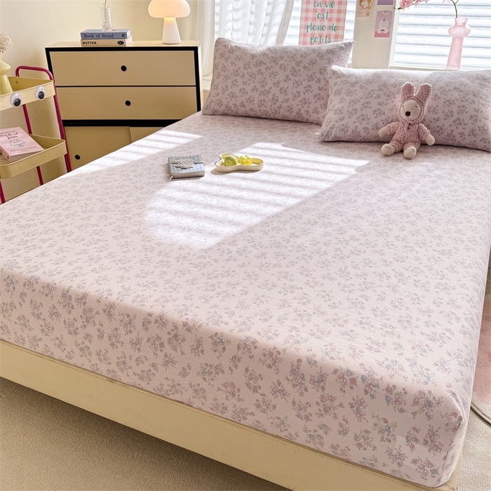 91家纺网 家纺一手货源 找家纺 多品家纺 2025新款超柔水洗云朵棉单品床笠 苍兰