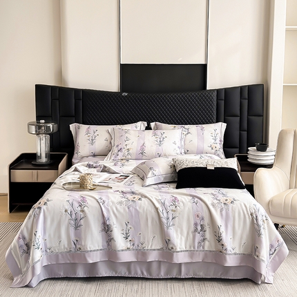 91家纺网 家纺一手货源 找家纺 （总）娇逸家居 2025新款50支印花莱赛尔天丝夏被镂空款花边夏凉被