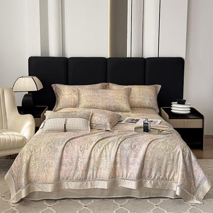 91家纺网 家纺一手货源 找家纺 （总）娇逸家居 2025新款50支印花莱赛尔天丝夏被镂空款花边夏凉被