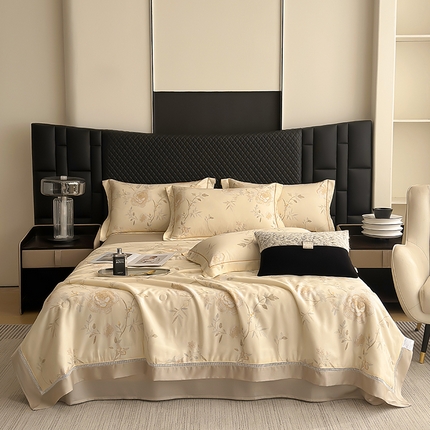 91家纺网 家纺一手货源 找家纺 （总）娇逸家居 2025新款50支印花莱赛尔天丝夏被镂空款花边夏凉被