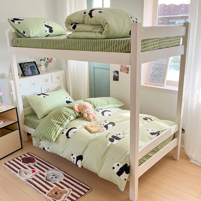 91家纺网 家纺一手货源 找家纺 寻米 2025新款13070全棉水洗棉学生三件套 小猫球球