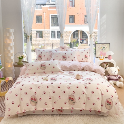 91家纺网 家纺一手货源 找家纺 （总）优质买家秀热卖不断货A类母婴级卡通花卉儿童纯棉全棉床单纯棉全棉床笠全棉纯棉床单全棉13372四件套