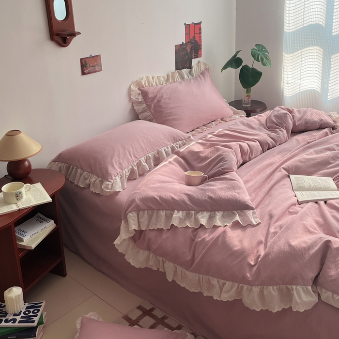 91家纺网 家纺一手货源 找家纺 慕澄家纺 2025新款中古风法式蕾丝复古四件套 少艾