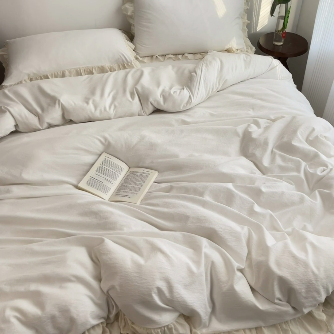 91家纺网 家纺一手货源 找家纺 慕澄家纺 2025新款中古风法式蕾丝复古四件套 奶茶