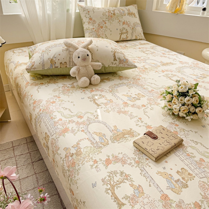 91家纺网 家纺一手货源 找家纺 名兮家居 2025新款13372全棉印花四件套单品系列-单床笠 菲尔庄园