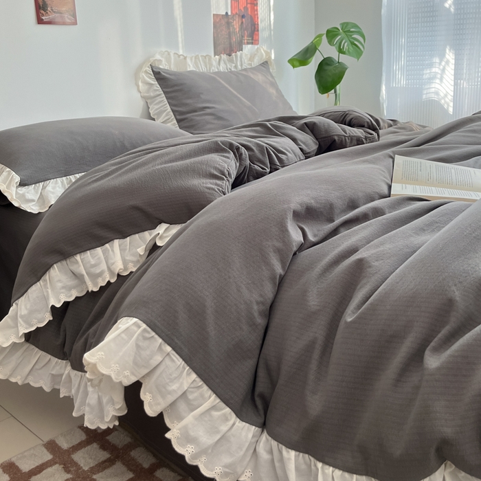 91家纺网 家纺一手货源 找家纺 慕澄家纺 2025新款中古风法式蕾丝复古四件套 密语