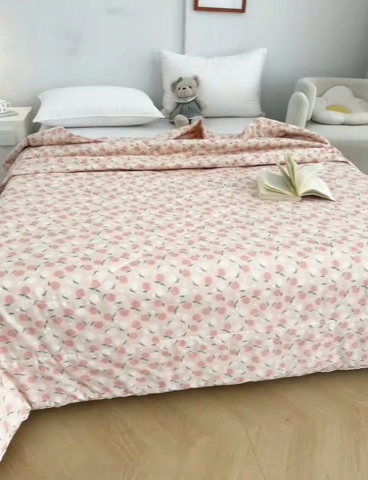 91家纺网 家纺一手货源 找家纺 首爱小清新印花里外全棉夏被纱布夏被纯棉夏被棉花被夏凉被空调被子儿童夏被 红蜜