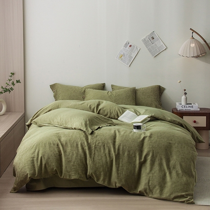 91家纺网 家纺一手货源 找家纺 （总）女子家纺 2025新款三层全棉水洗中式提花纽扣四件套