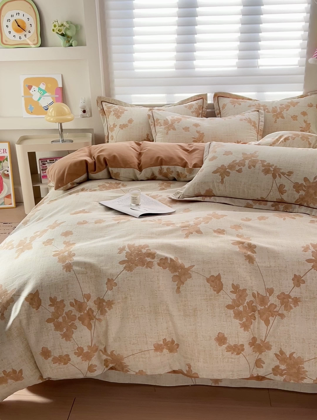 91家纺网 家纺一手货源 找家纺 暖芯优选 2025新款小清新印花全棉磨毛四件套 浅花悠悠