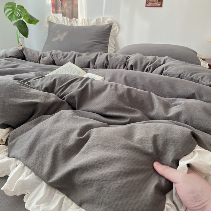 91家纺网 家纺一手货源 找家纺 慕澄家纺 2025新款中古风法式蕾丝复古四件套 密语