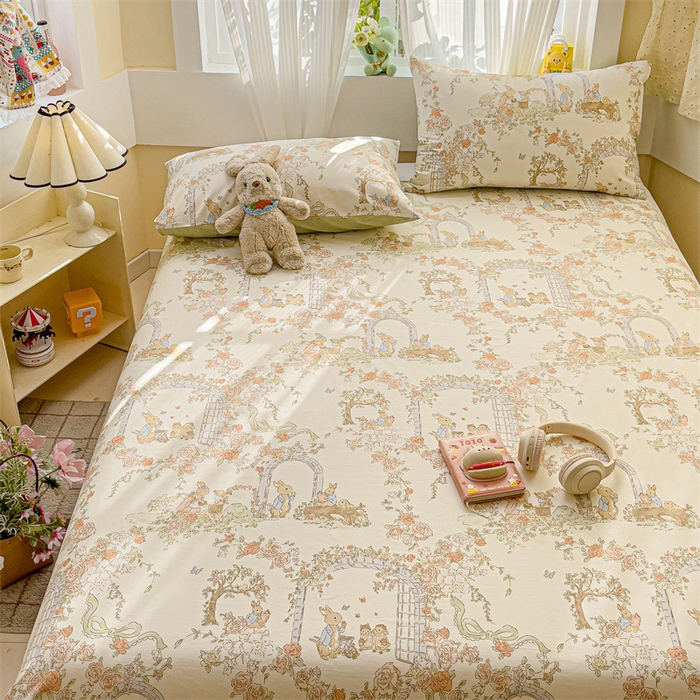 91家纺网 家纺一手货源 找家纺 名兮家居 2025新款13372全棉印花四件套单品系列-单床单 菲尔庄园