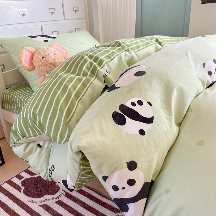 91家纺网 家纺一手货源 找家纺 寻米 2025新款13070全棉水洗棉学生三件套 小猫球球