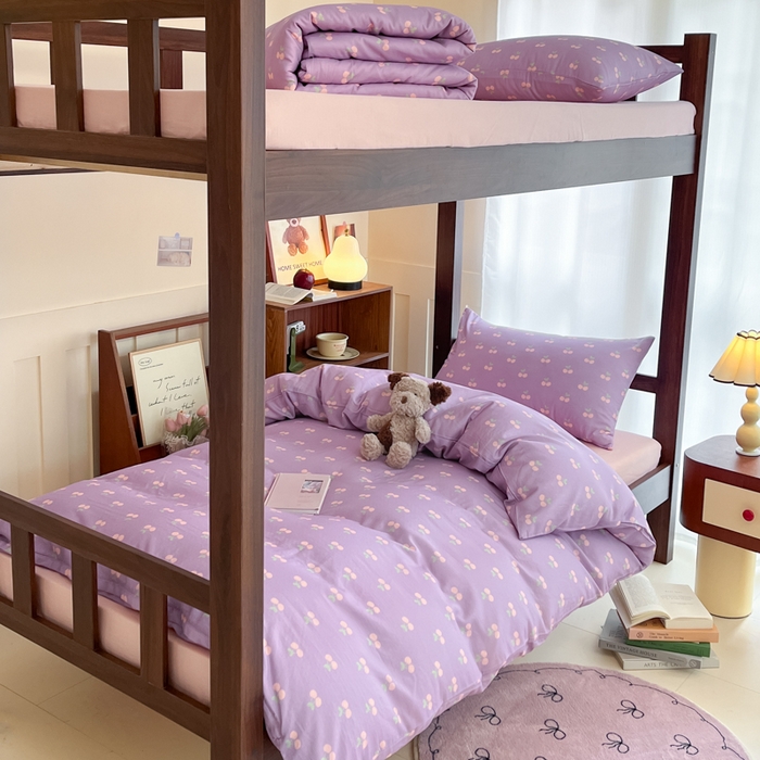 91家纺网 家纺一手货源 找家纺 寻米 2025新款A类全棉双层纱学生三件套 车厘子