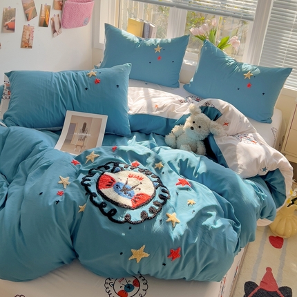 91家纺网 家纺一手货源 找家纺 （总）凯洛奇 2025新款1卡通水洗棉印+绣毛巾绣四件套