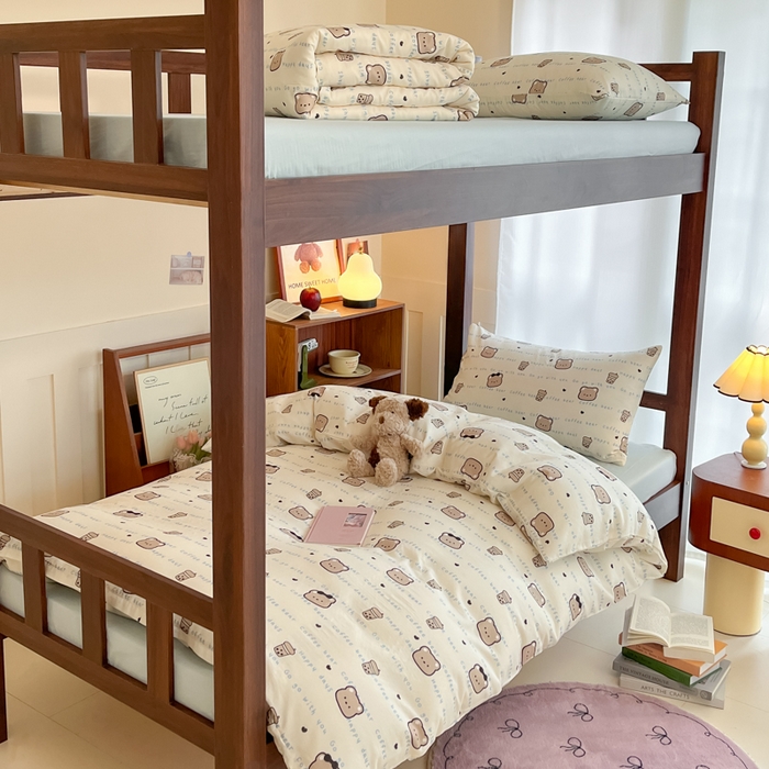 91家纺网 家纺一手货源 找家纺 寻米 2025新款A类全棉双层纱学生三件套 海盐啵啵