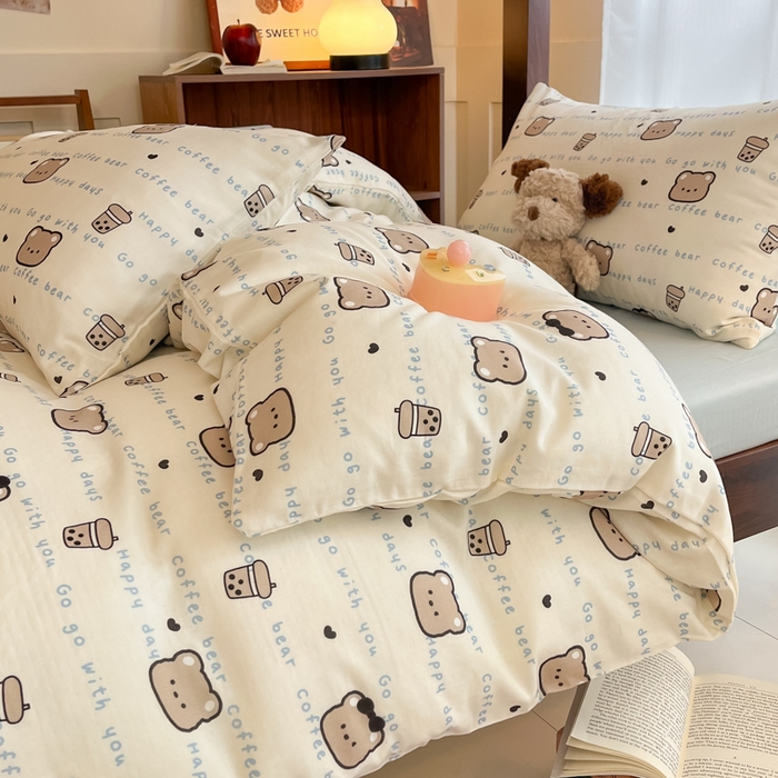 91家纺网 家纺一手货源 找家纺 寻米 2025新款A类全棉双层纱学生三件套 海盐啵啵