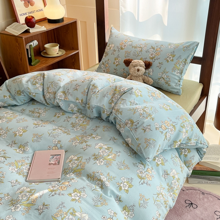 91家纺网 家纺一手货源 找家纺 寻米 2025新款A类全棉双层纱学生三件套 澜月