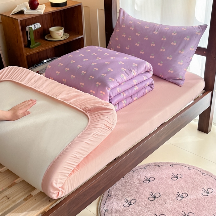 91家纺网 家纺一手货源 找家纺 寻米 2025新款A类全棉双层纱学生三件套 车厘子