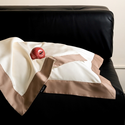 禾时 2025新款100S长绒棉Maillard美拉德系拼边枕套全棉枕头套高奢款 晨露