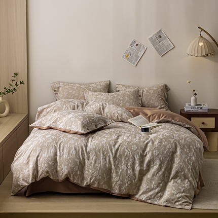 91家纺网 家纺一手货源 找家纺 （总）女子家纺 2025新款三层全棉水洗中式提花纽扣四件套