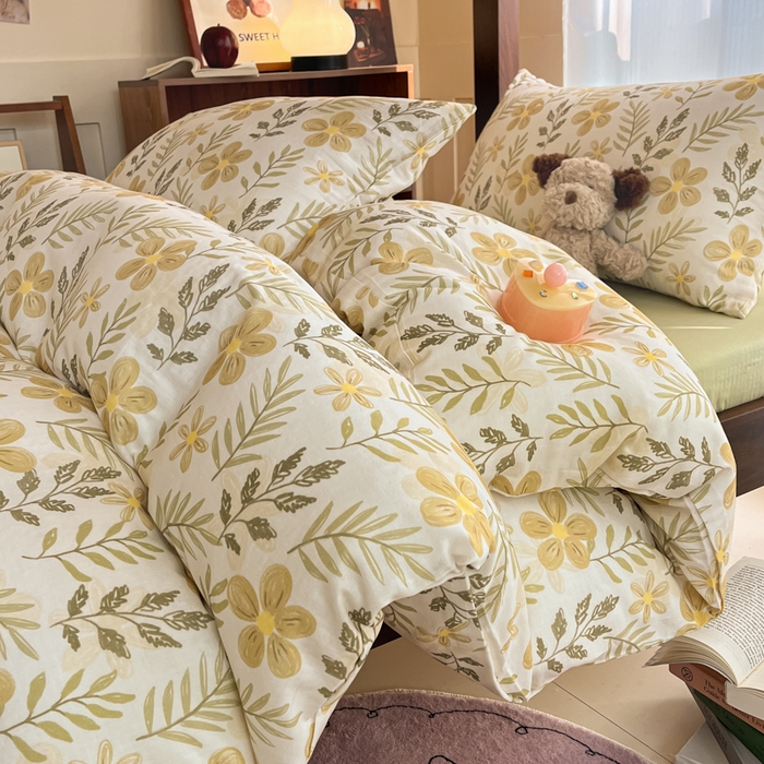 91家纺网 家纺一手货源 找家纺 寻米 2025新款A类全棉双层纱学生三件套 初夏