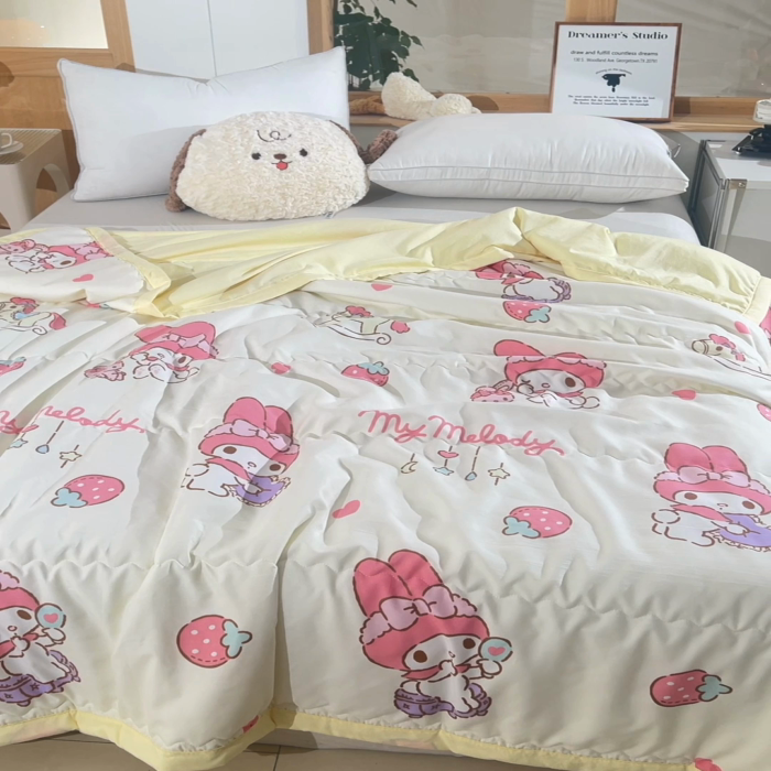 91家纺网 家纺一手货源 找家纺 艾兜坊 2025新款三丽鸥亲肤原棉夏被 星月美乐蒂