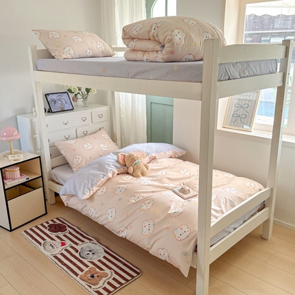 寻米 2025新款13070全棉水洗棉学生三件套 小猫球球