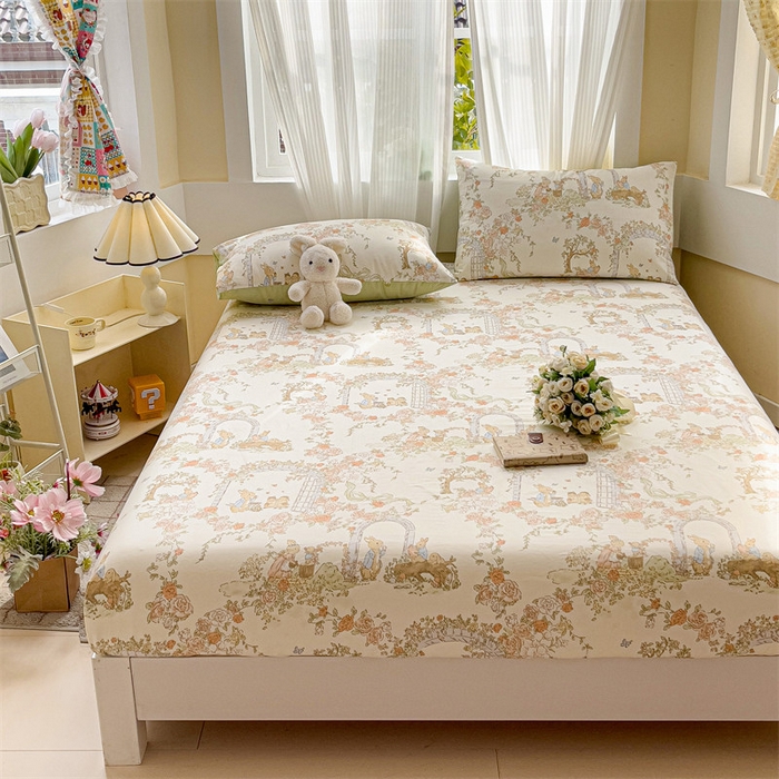 91家纺网 家纺一手货源 找家纺 名兮家居 2025新款13372全棉印花四件套单品系列-单床笠 菲尔庄园