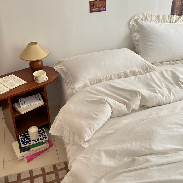 91家纺网 家纺一手货源 找家纺 慕澄家纺 2025新款中古风法式蕾丝复古四件套 奶茶