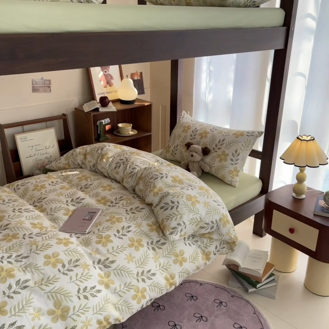 91家纺网 家纺一手货源 找家纺 寻米 2025新款A类全棉双层纱学生三件套 初夏