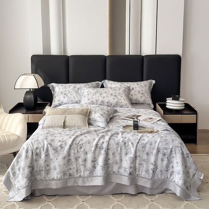 91家纺网 家纺一手货源 找家纺 （总）娇逸家居 2025新款50支印花莱赛尔天丝夏被镂空款花边夏凉被