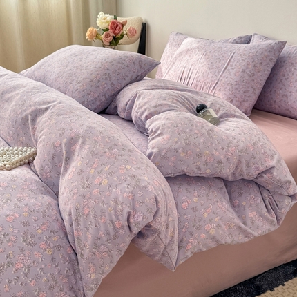 91家纺网 家纺一手货源 找家纺 （总）欧尚 2025新款有氧针织双层纱四件套