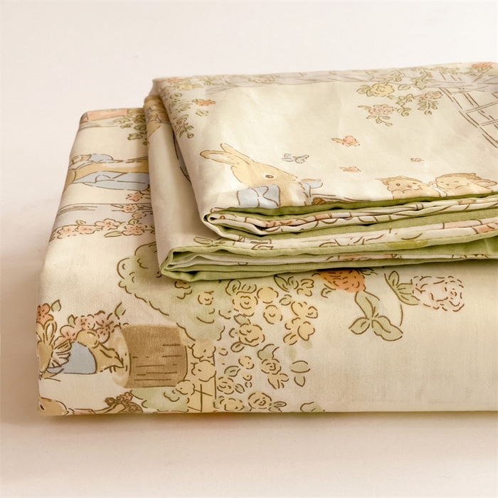 91家纺网 家纺一手货源 找家纺 名兮家居 2025新款13372全棉印花四件套单品系列-单床单 菲尔庄园