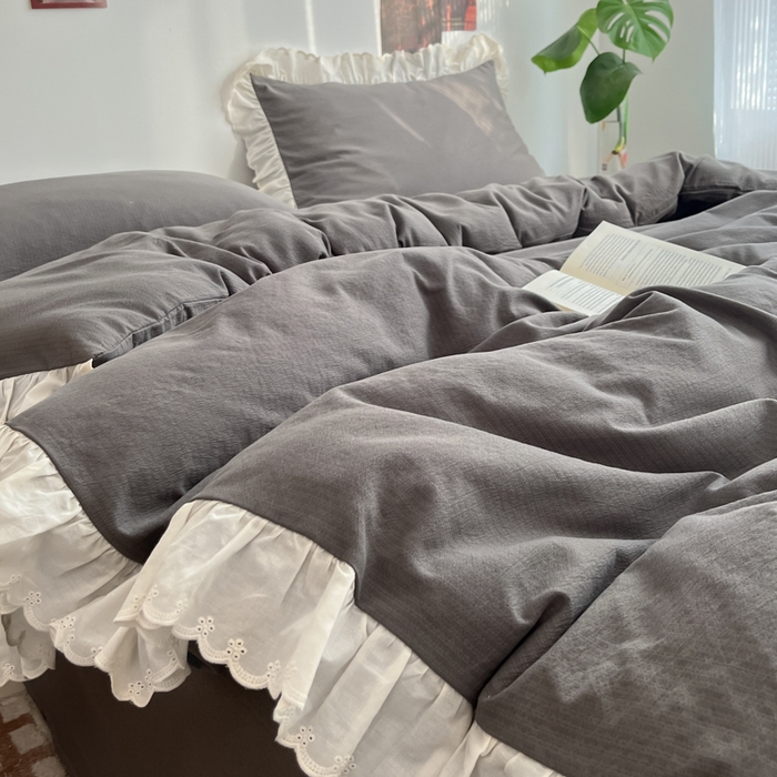 91家纺网 家纺一手货源 找家纺 慕澄家纺 2025新款中古风法式蕾丝复古四件套 密语