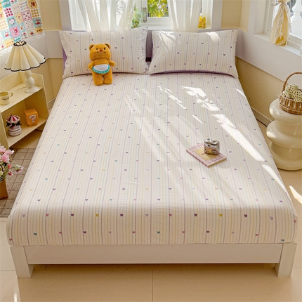 名兮家居 2025新款13372全棉印花四件套单品系列-单床笠 紫爱心