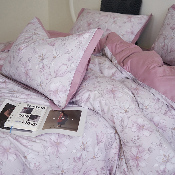 91家纺网 家纺一手货源 找家纺 橙艺家居 2025新款臻品柔棉印花四件套 栀柔-粉