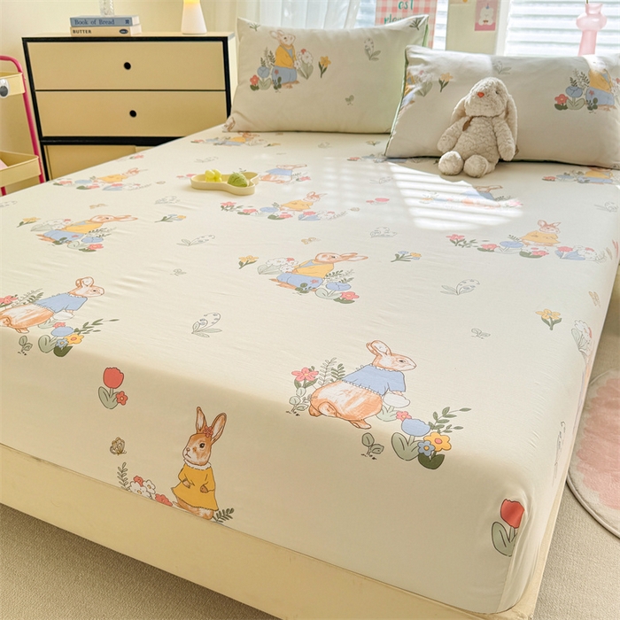 91家纺网 家纺一手货源 找家纺 多品家纺 2025新款超柔水洗云朵棉单品床笠 春日庄园