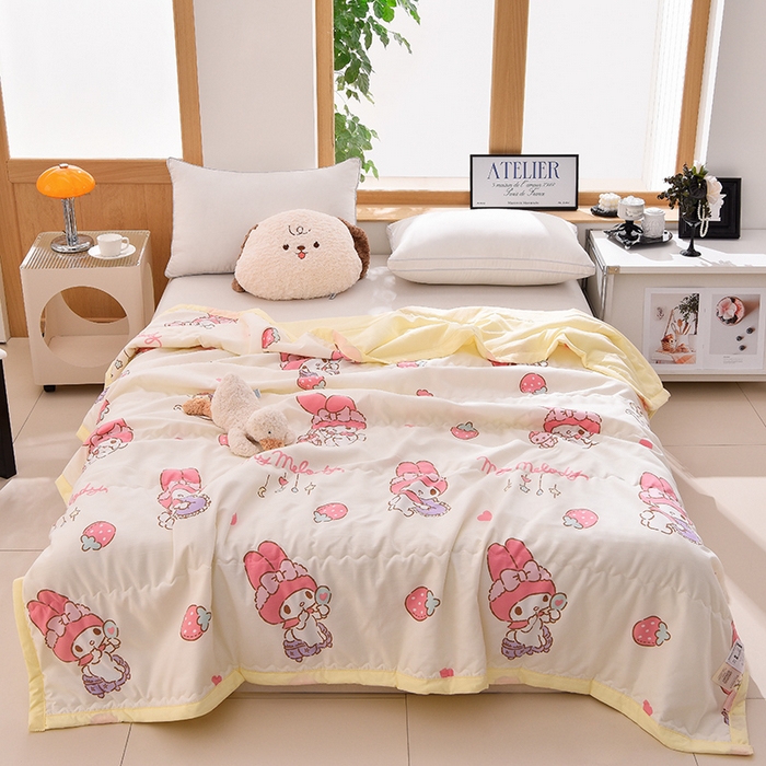 91家纺网 家纺一手货源 找家纺 艾兜坊 2025新款三丽鸥亲肤原棉夏被 星月美乐蒂