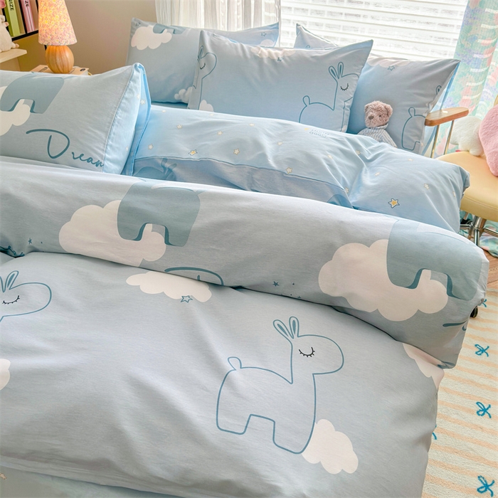 91家纺网 家纺一手货源 找家纺 名兮家居 2025新款12868全棉纯棉四件套 睡梦鹿