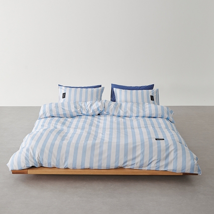 怡家居  2025新款极简黑标系列蓝色条纹四件套 星觅