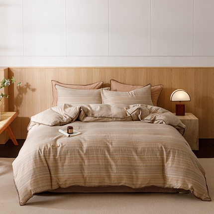 91家纺网 家纺一手货源 找家纺 （总）女子家纺 2025新款全棉双层纱40支简约三角针四件套